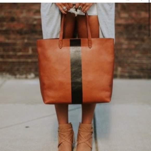 Madewell Paint Stripe Transport Leather Tote - Picture 5 of 15